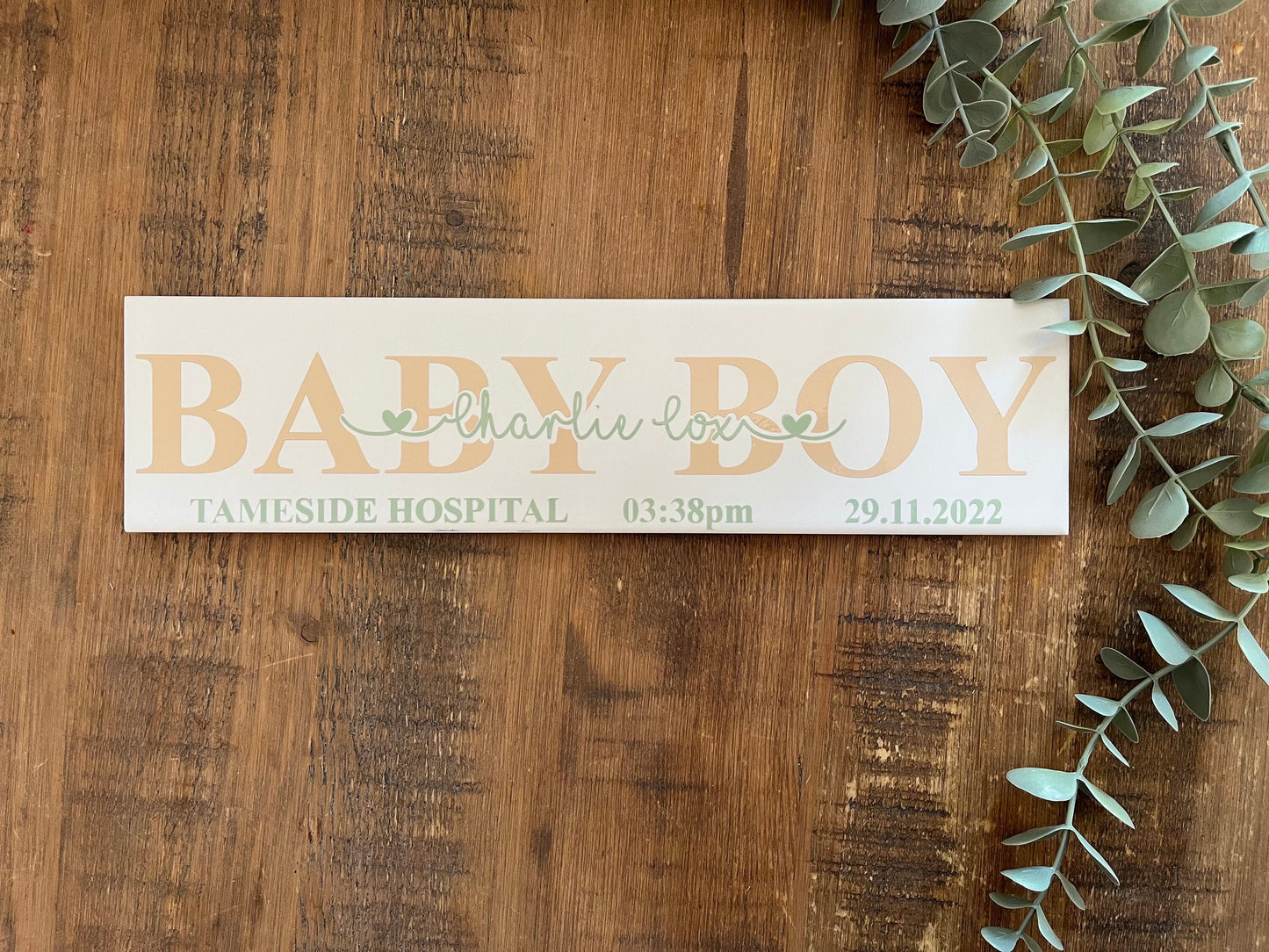 Personalised New Baby Gift I Newborn Announcement Plaque/Tile  |  New Baby Sign  | Bedroom Sign | Handmade Nursery Wall Decor