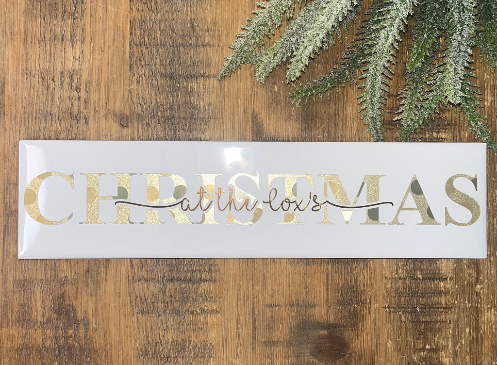 Christmas Personalised Family Sign I Christmas Welcome Sign Plaque/Tile | Personalised Christmas Decoration/Ornament | Festive gift - The Crafty Bee