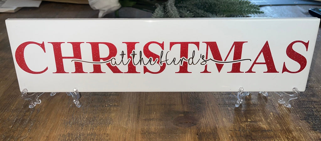 Christmas Personalised Family Sign I Christmas Welcome Sign Plaque/Tile | Personalised Christmas Decoration/Ornament | Festive gift - The Crafty Bee