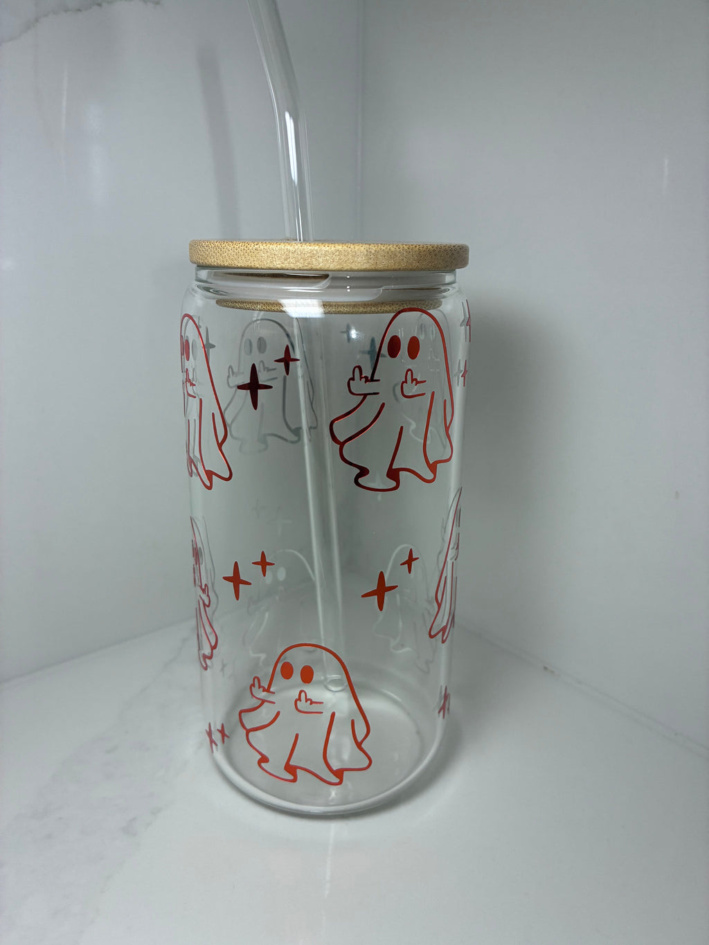 Cute Ghost Middle Finger Glass Cup | Funny Ghost Boo Basket Gift (Copy) - The Crafty Bee