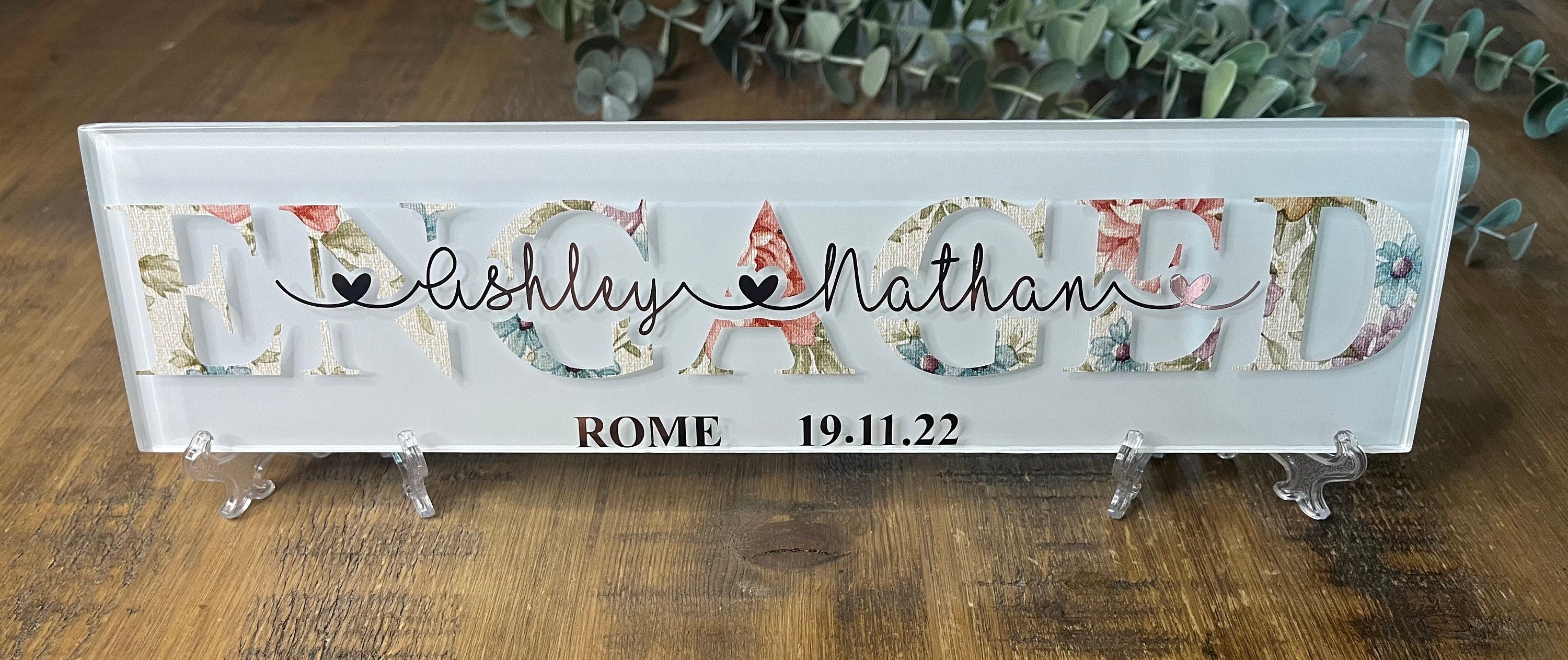 Engagement Personalised Gift/Tile/Sign/Plaque I Personalised Engagement Gift I Engagement Present for Couple - The Crafty Bee