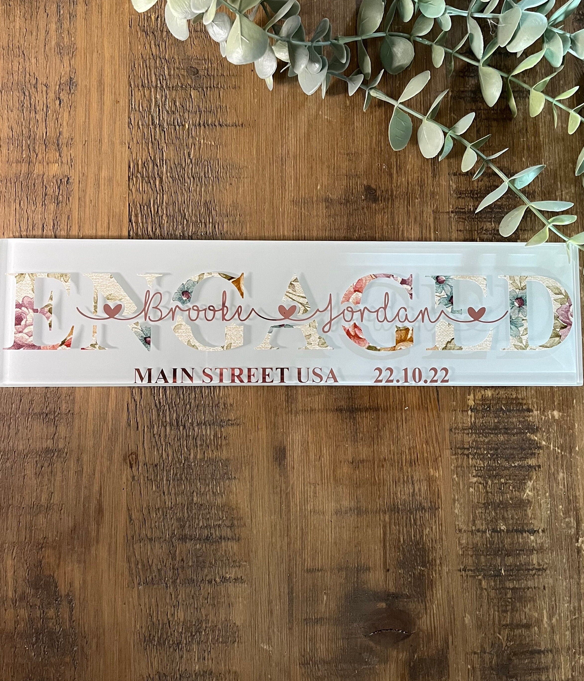 Engagement Personalised Gift/Tile/Sign/Plaque I Personalised Engagement Gift I Engagement Present for Couple - The Crafty Bee