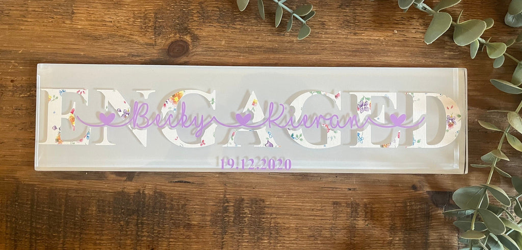 Engagement Personalised Gift/Tile/Sign/Plaque I Personalised Engagement Gift I Engagement Present for Couple - The Crafty Bee
