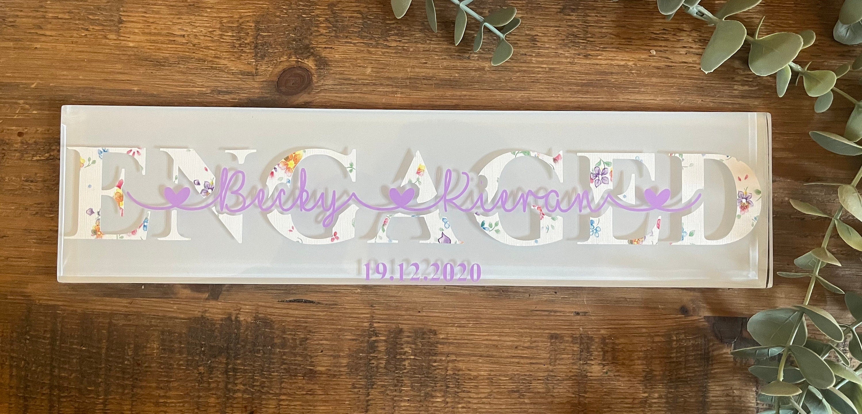 Engagement Personalised Gift/Tile/Sign/Plaque I Personalised Engagement Gift I Engagement Present for Couple - The Crafty Bee