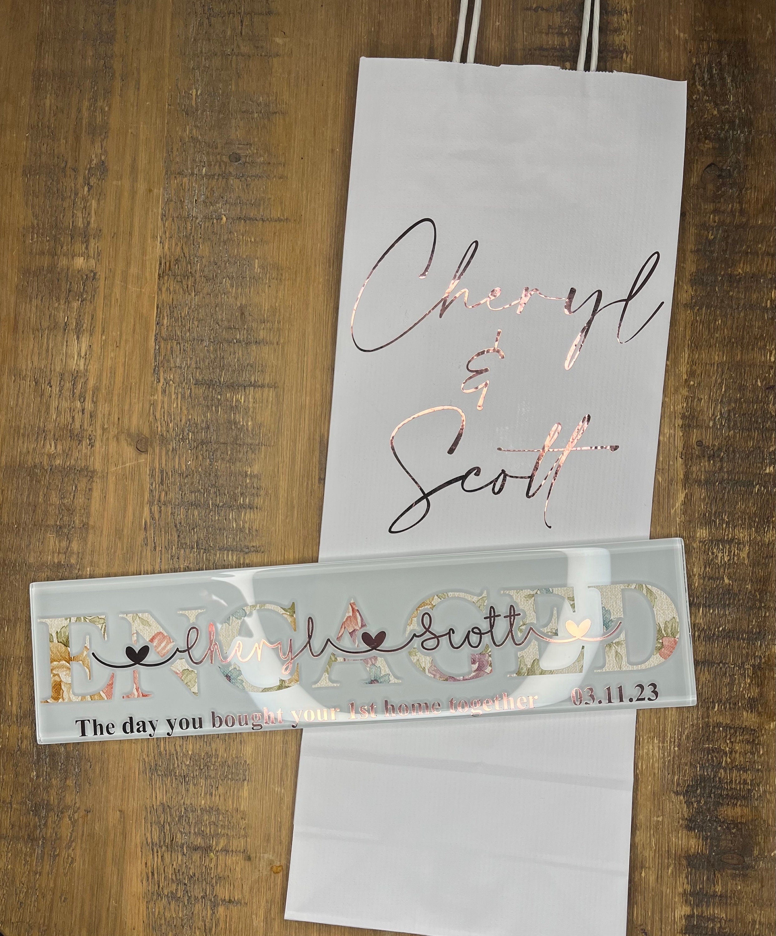 Engagement Personalised Gift/Tile/Sign/Plaque I Personalised Engagement Gift I Engagement Present for Couple - The Crafty Bee