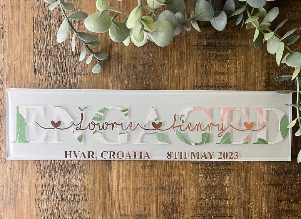 Engagement Personalised Gift/Tile/Sign/Plaque I Personalised Engagement Gift I Engagement Present for Couple - The Crafty Bee
