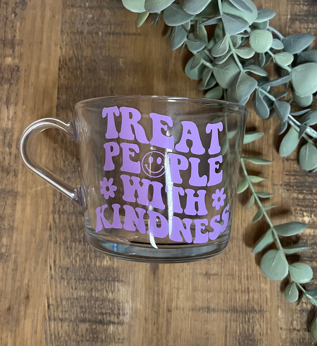 Harry Styles Clear Mug | Treat People With Kindness Cup | TPWK themed cup/mug tea/coffee | Harry Styles Gift | Harry Styles Fan Merch - The Crafty Bee