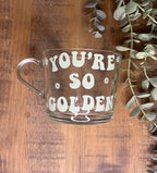 Harry Styles Clear Mug | You’re So Golden Glass Cup | Harry Styles themed cup/mug tea/coffee | Harry Styles Gift | Harry Styles Fan Merch - The Crafty Bee