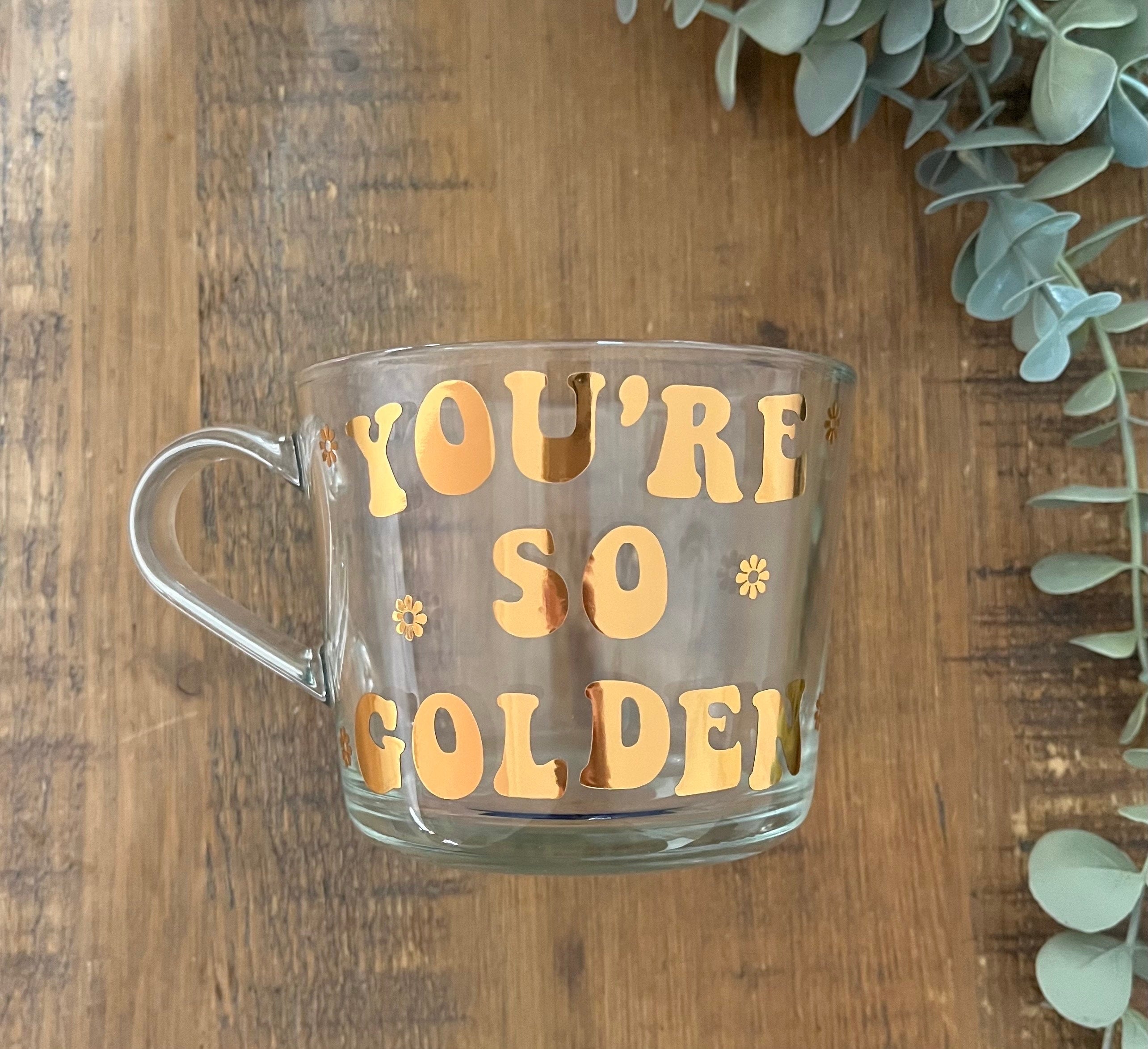 Harry Styles Clear Mug | You’re So Golden Glass Cup | Harry Styles themed cup/mug tea/coffee | Harry Styles Gift | Harry Styles Fan Merch - The Crafty Bee