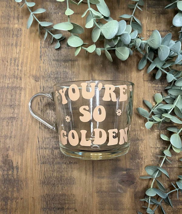 Harry Styles Clear Mug | You’re So Golden Glass Cup | Harry Styles themed cup/mug tea/coffee | Harry Styles Gift | Harry Styles Fan Merch - The Crafty Bee