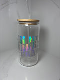 Harry Styles Glass Reusable Can with Bamboo Lid- 'In My Harry Era' Tumbler with Lid & Straw - The Crafty Bee