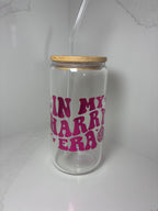 Harry Styles Glass Reusable Can with Bamboo Lid- 'In My Harry Era' Tumbler with Lid & Straw - The Crafty Bee