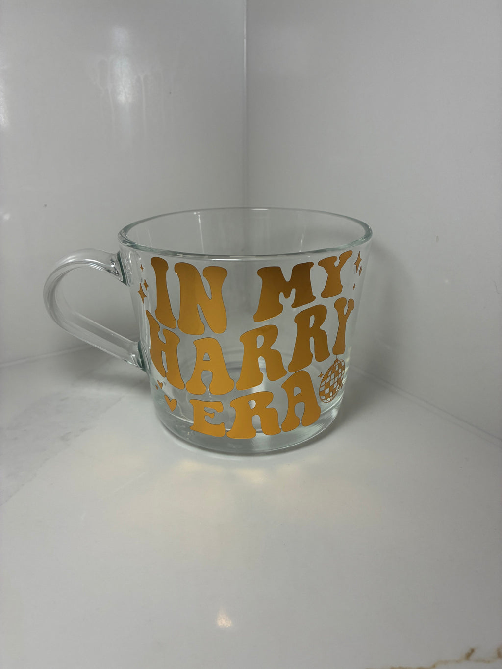 Harry Styles 'In My Harry Era' & ‘We Belong Together’ Clear Glass Mug - Kiss all the time. Disco, Occasionally Cup - The Crafty Bee