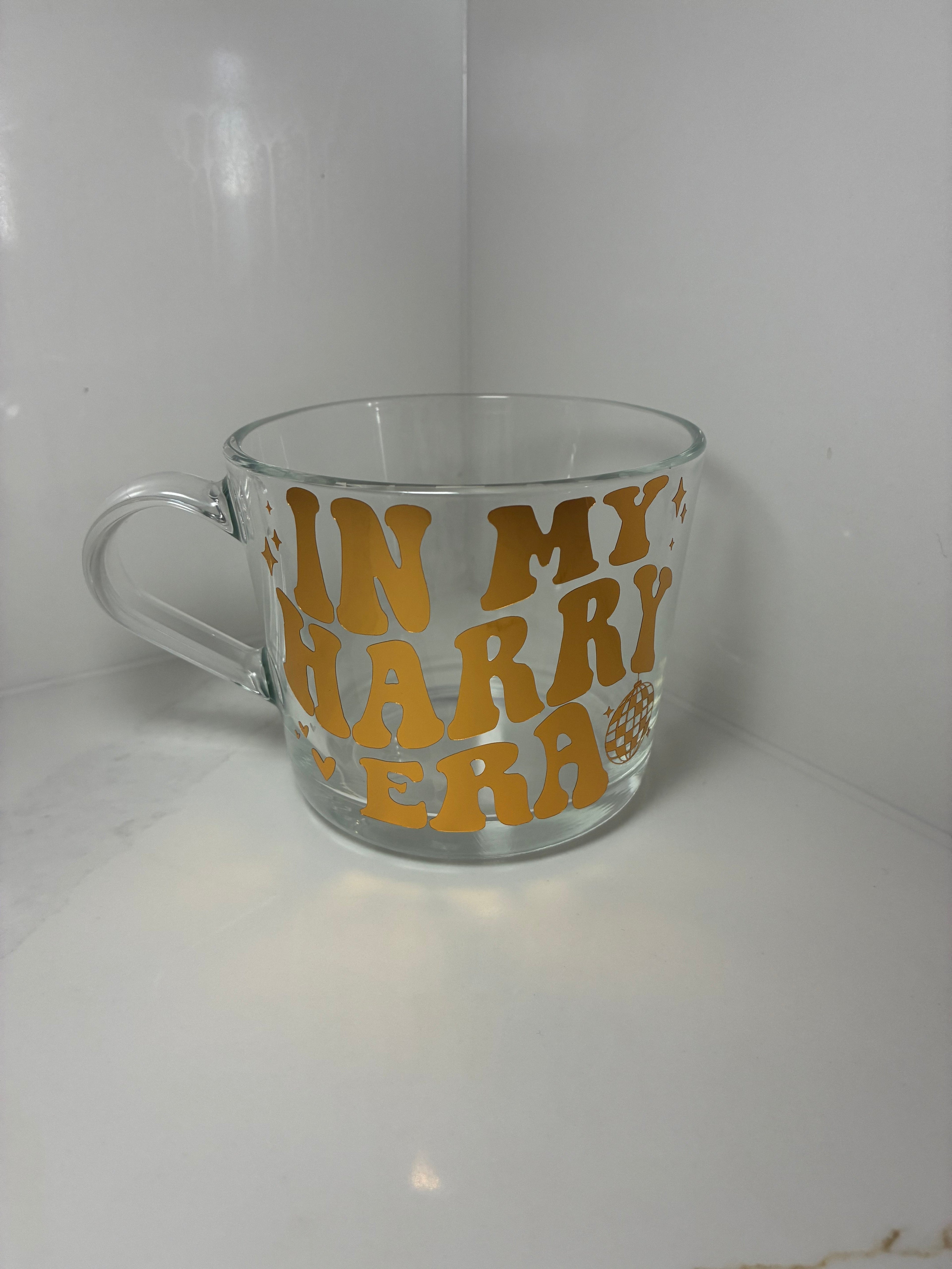 Harry Styles 'In My Harry Era' & ‘We Belong Together’ Clear Glass Mug - Kiss all the time. Disco, Occasionally Cup - The Crafty Bee