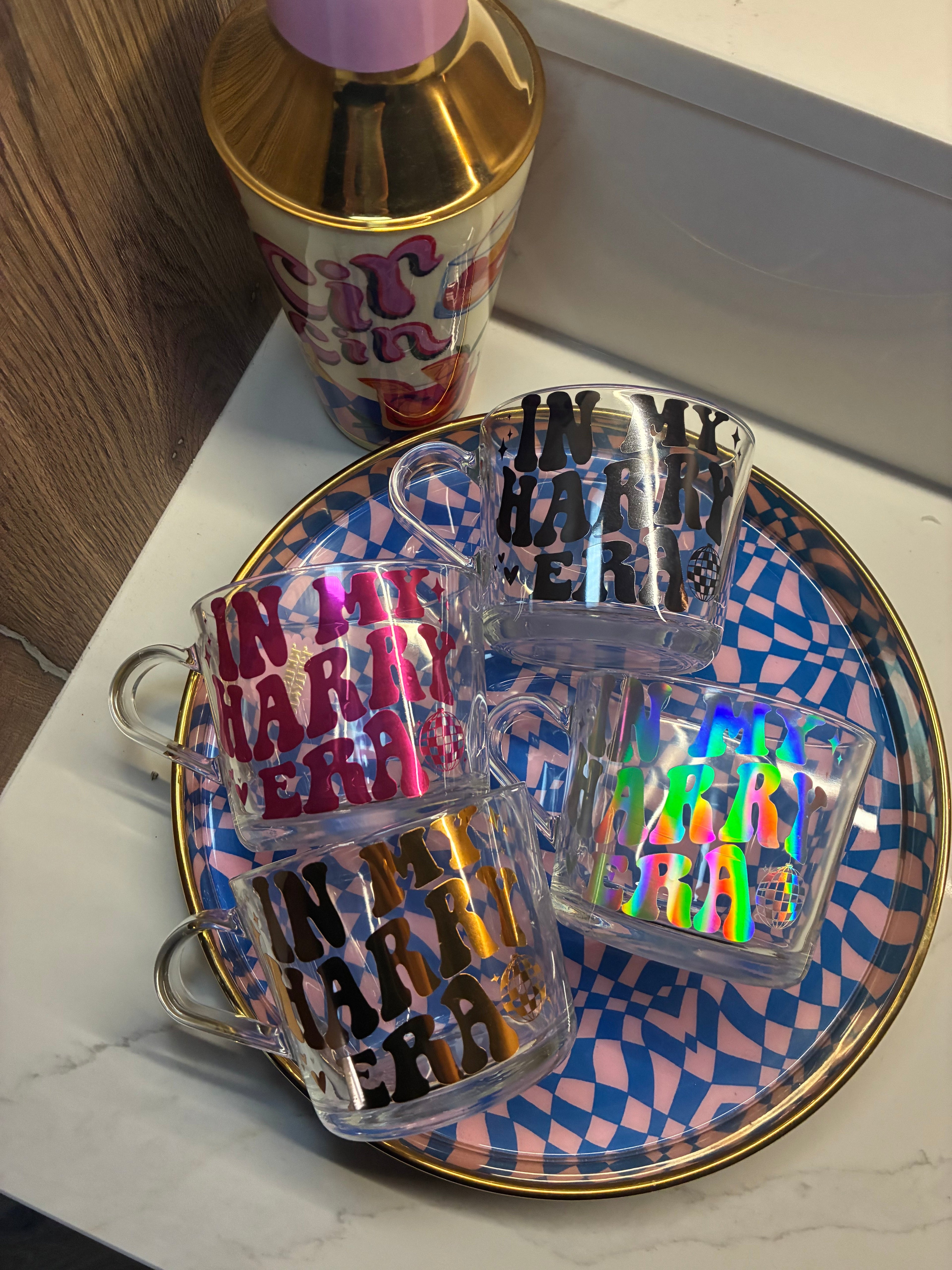 Harry Styles 'In My Harry Era' & ‘We Belong Together’ Clear Glass Mug - Kiss all the time. Disco, Occasionally Cup - The Crafty Bee