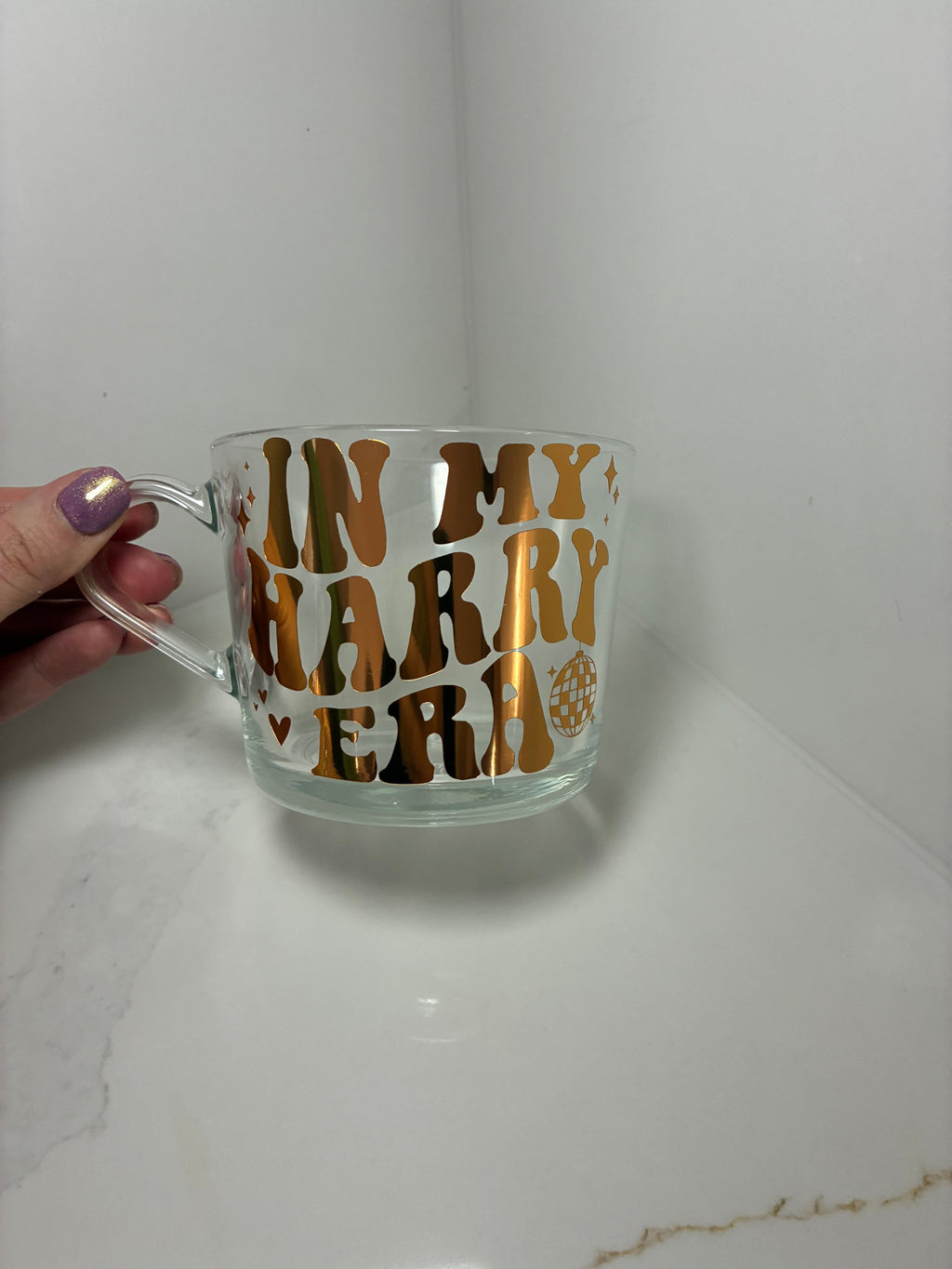 Harry Styles 'In My Harry Era' & ‘We Belong Together’ Clear Glass Mug - Kiss all the time. Disco, Occasionally Cup - The Crafty Bee