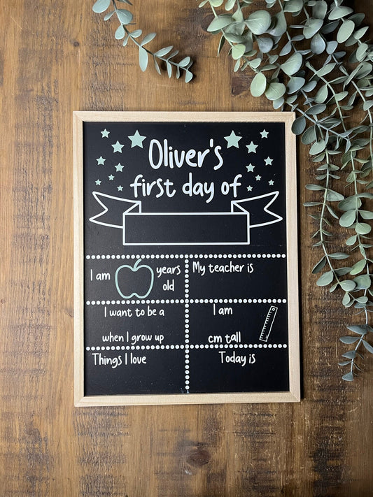 First Day of School/Nursery Personalised Sign | Start of Year Personalised Board | First Day chalkboard | Back to School sign with name