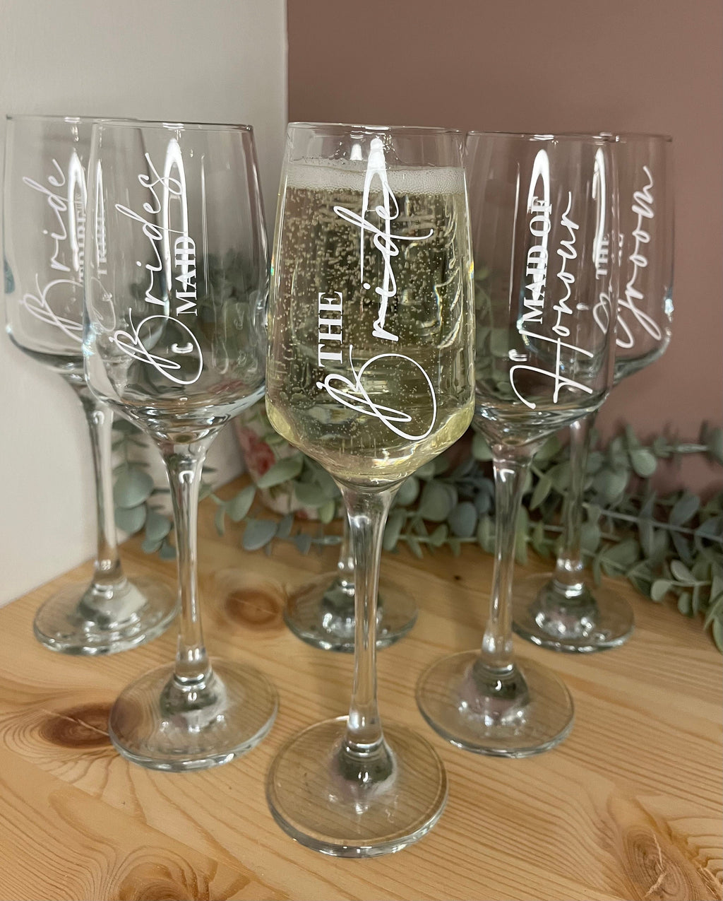 Wedding Morning Bridal Glass | Personalised Champagne Flutes | Hen Party/Bride Team/Bridesmaids/Gifts for Wedding Party