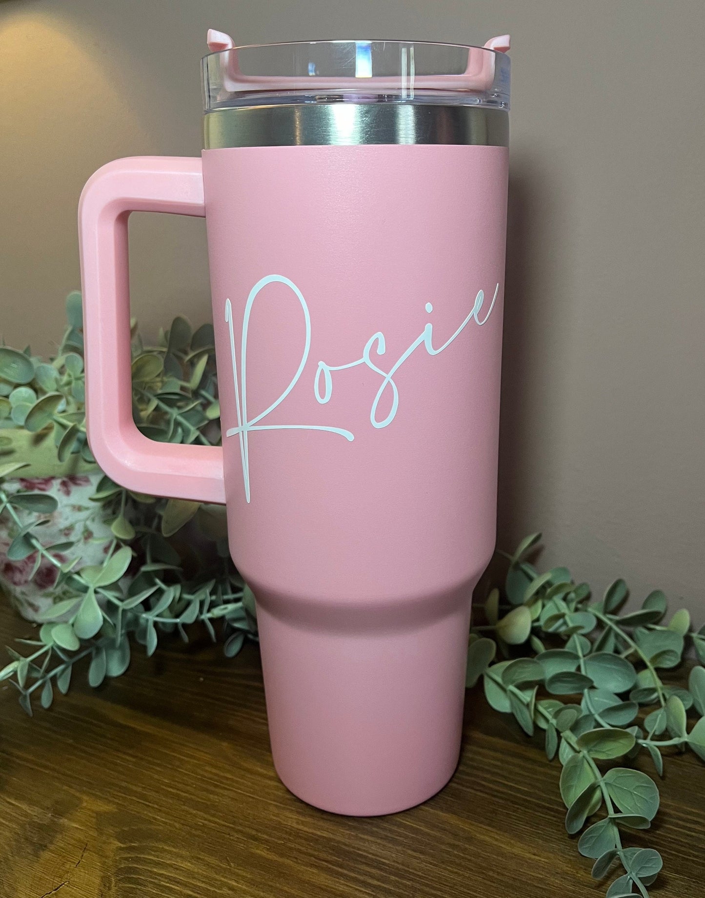 Name Insulated Travel Mug Personalised | Dupe Cold Cup / Tumbler | Bride Hen Wedding Travel Mug |Insulated Name Cup with Handle