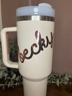 Name Insulated Travel Mug Personalised | Dupe Cold Cup / Tumbler | Bride Hen Wedding Travel Mug |Insulated Name Cup with Handle