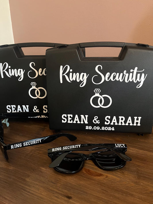 Bridal Ring Security Personalised Briefcase  |  Page Boy Ring Box  |  Wedding Day Page Boy Gift  |  Ring security case & glasses