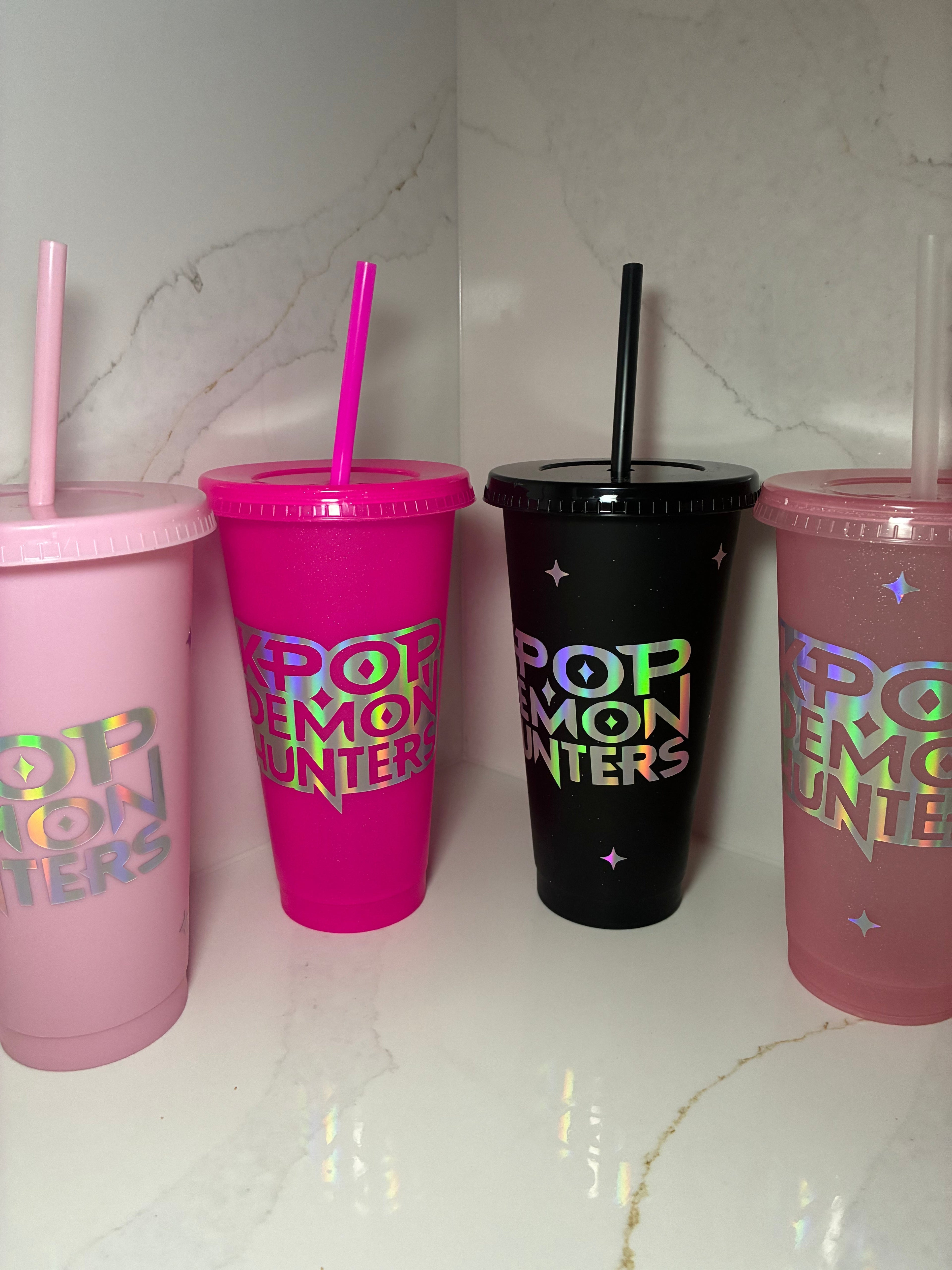 K - Pop Demon Hunter Cold Cup: Personalised K - Pop Kawaii Tumbler with Straw - The Crafty Bee
