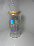 Katseye Era Glass Reusable Can with Bamboo Lid- 'In My Katseye Era' Tumbler with Lid & Straw - The Crafty Bee
