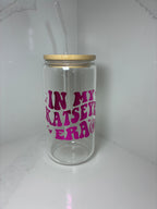 Katseye Era Glass Reusable Can with Bamboo Lid- 'In My Katseye Era' Tumbler with Lid & Straw - The Crafty Bee