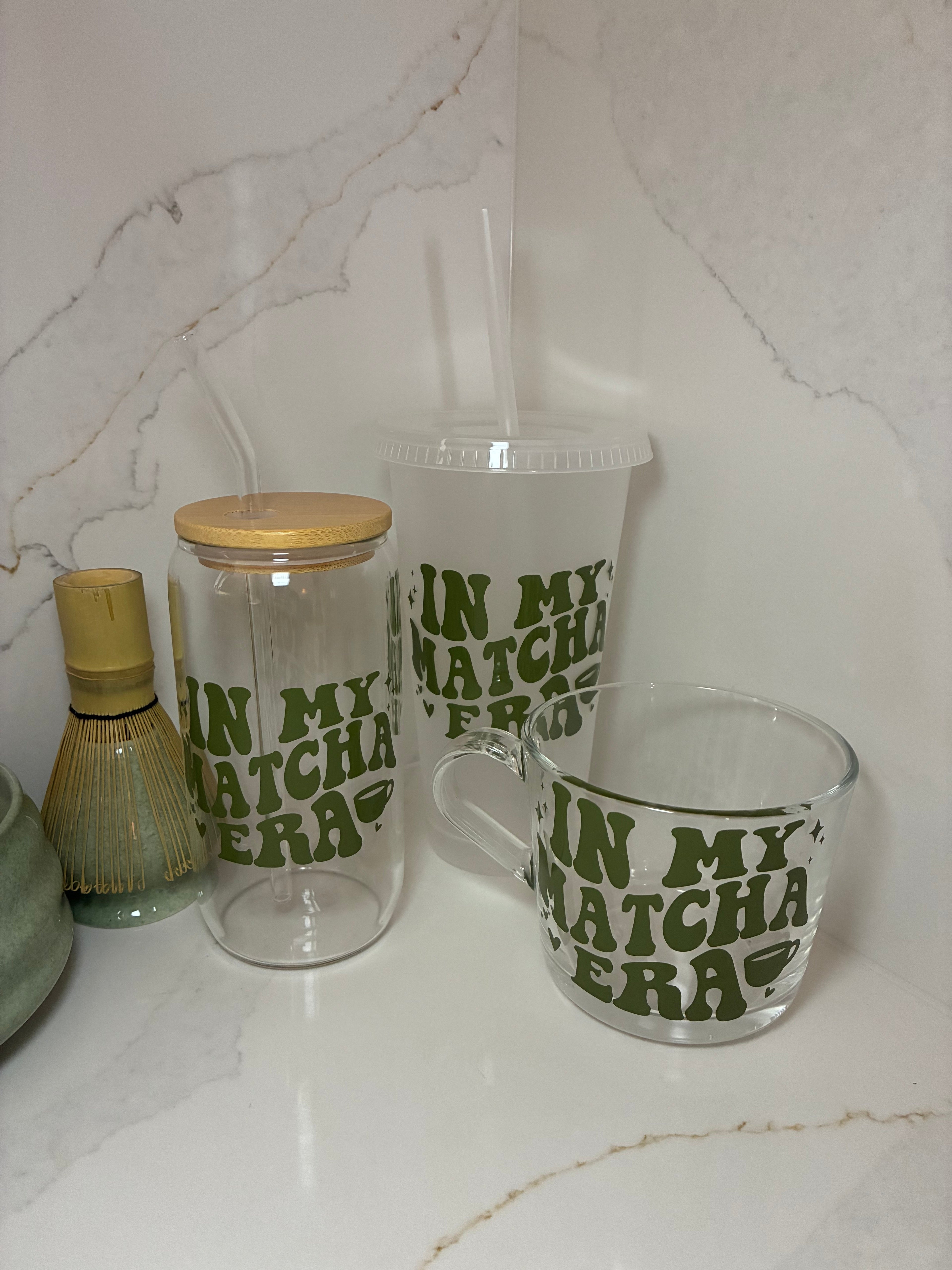 Matcha Era Reusable Cups | Glass Mug, Iced Cup & Can - The Crafty Bee