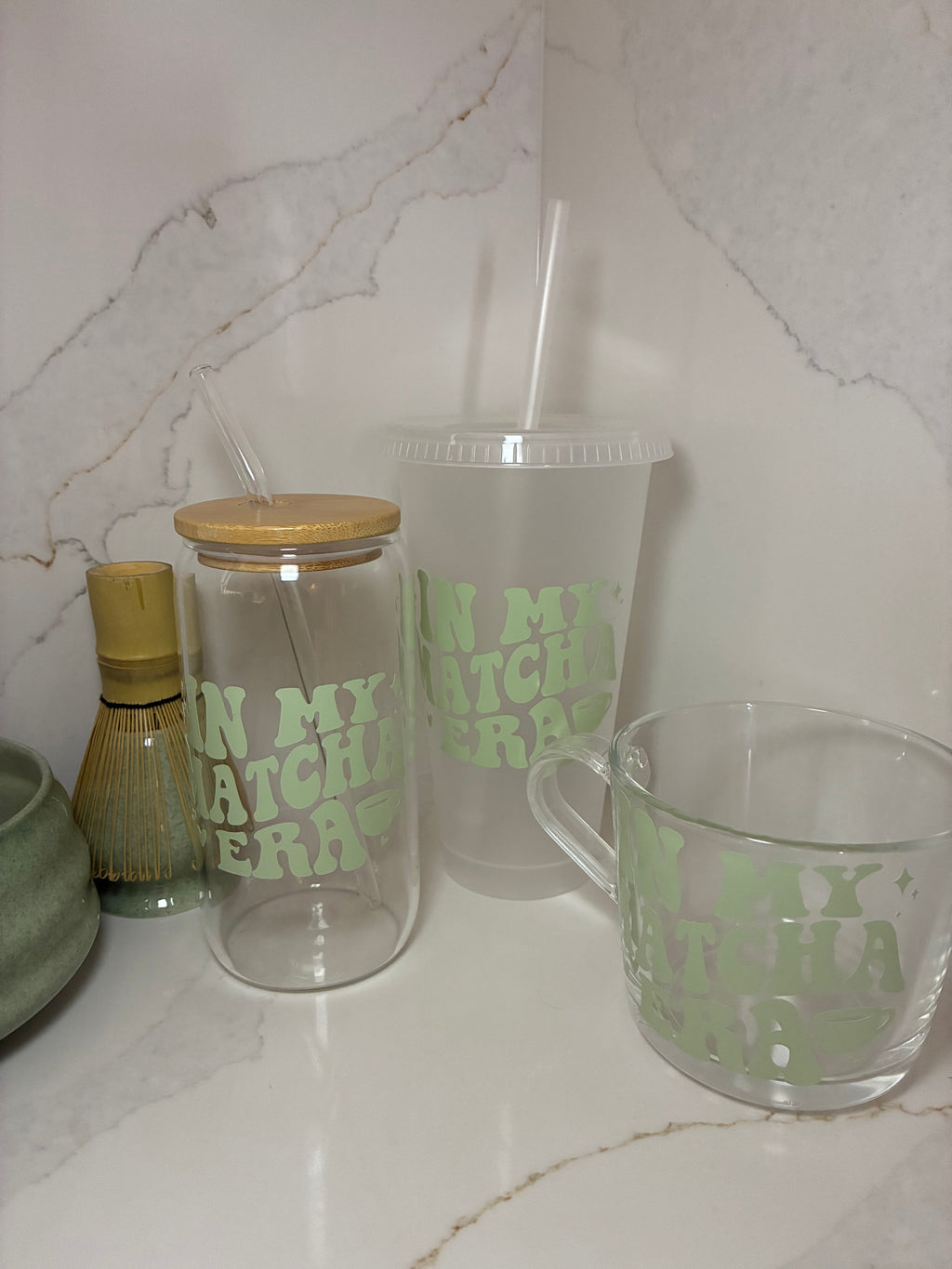 Matcha Era Reusable Cups | Glass Mug, Iced Cup & Can - The Crafty Bee