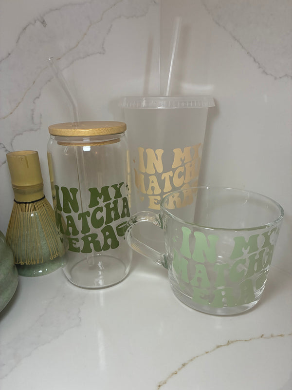 Matcha Era Reusable Cups | Glass Mug, Iced Cup & Can - The Crafty Bee