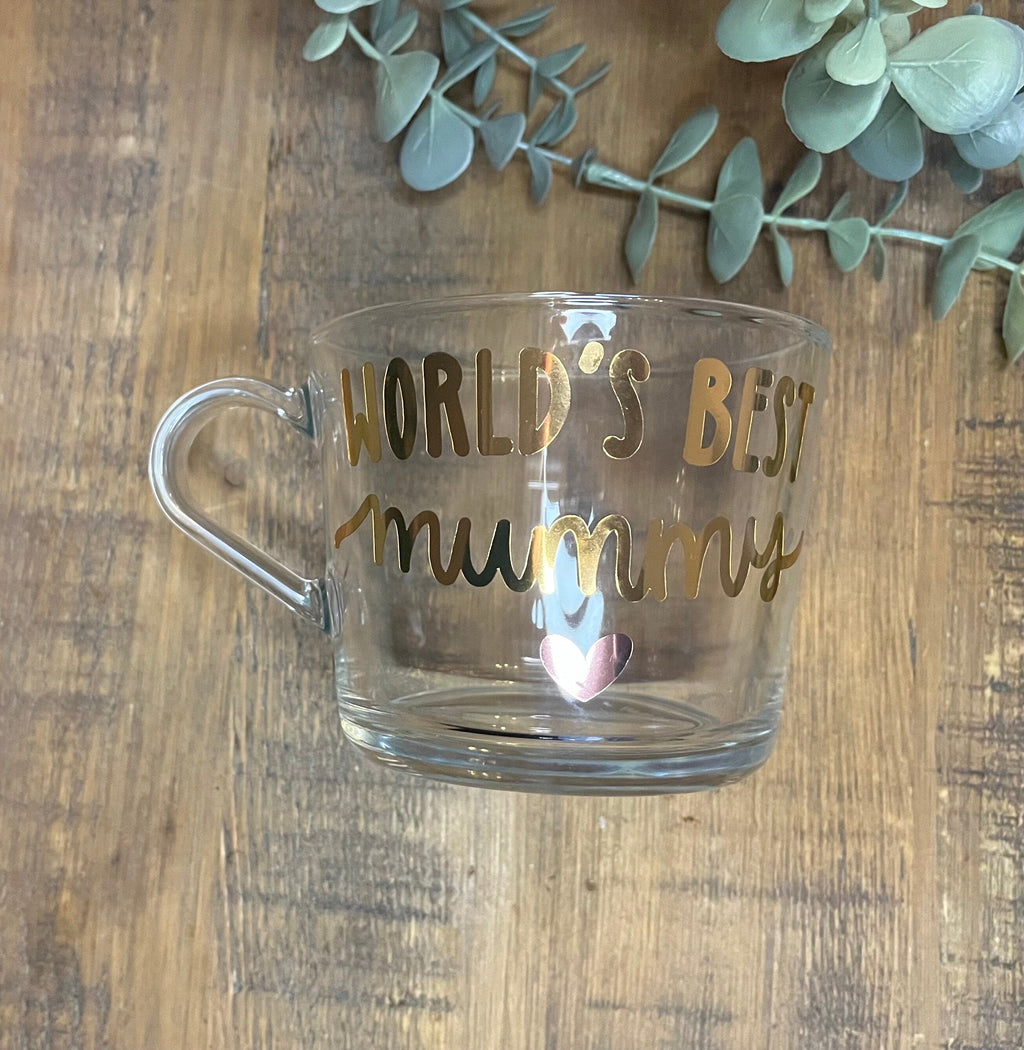 Mother’s Day Coffee/Tea Cup | World’s Best Mummy / Mum Clear Mug | Mummy gift | Birthday gift Mummy / Mum - The Crafty Bee