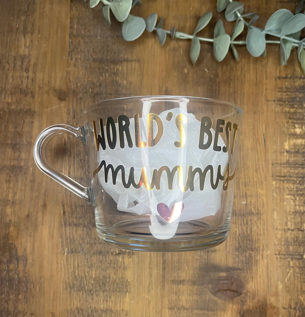 Mother’s Day Coffee/Tea Cup | World’s Best Mummy / Mum Clear Mug | Mummy gift | Birthday gift Mummy / Mum - The Crafty Bee