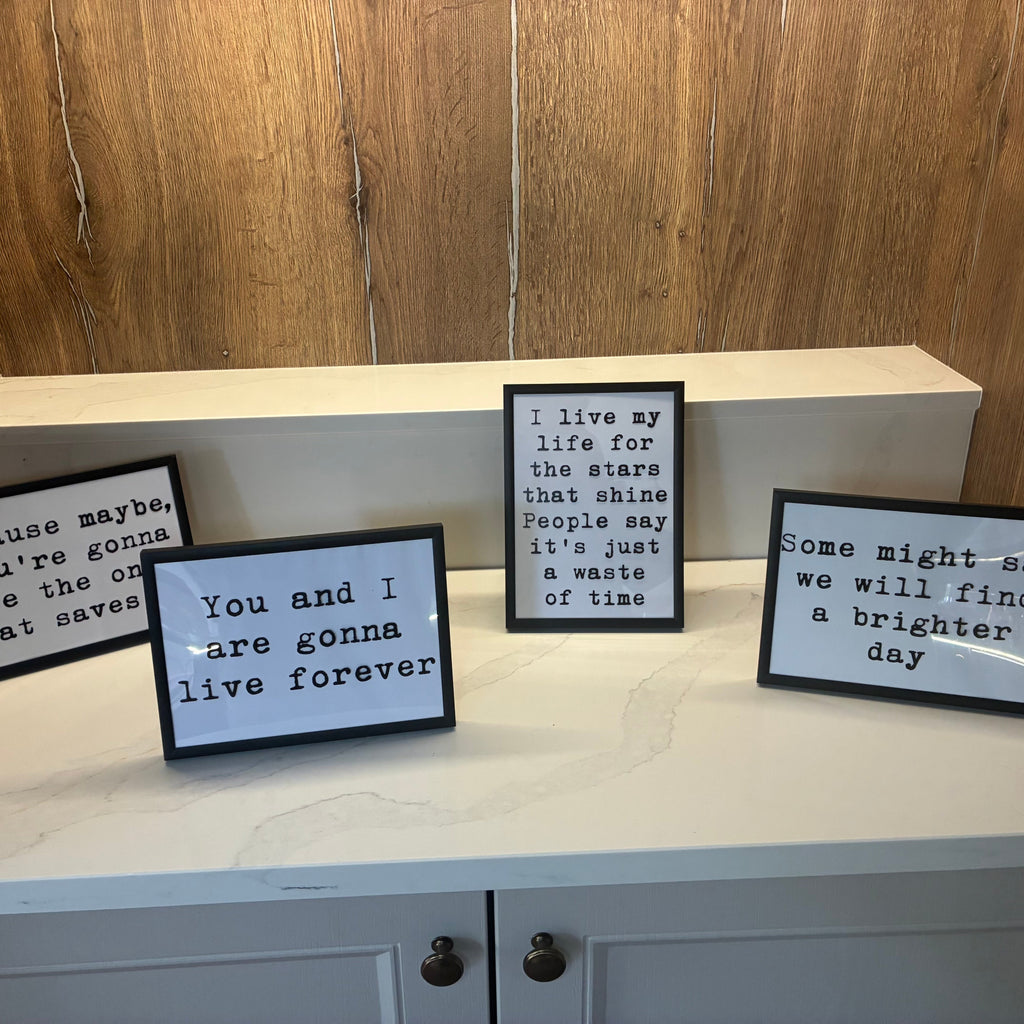 Oasis Fan Gift – A5 Lyric Quote Print with Frame – Oasis 2025 Vinyl Wall Art – Customisable with Gig Location & Date - The Crafty Bee
