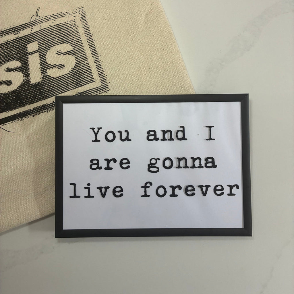 Oasis Fan Gift – A5 Lyric Quote Print with Frame – Oasis 2025 Vinyl Wall Art – Customisable with Gig Location & Date - The Crafty Bee