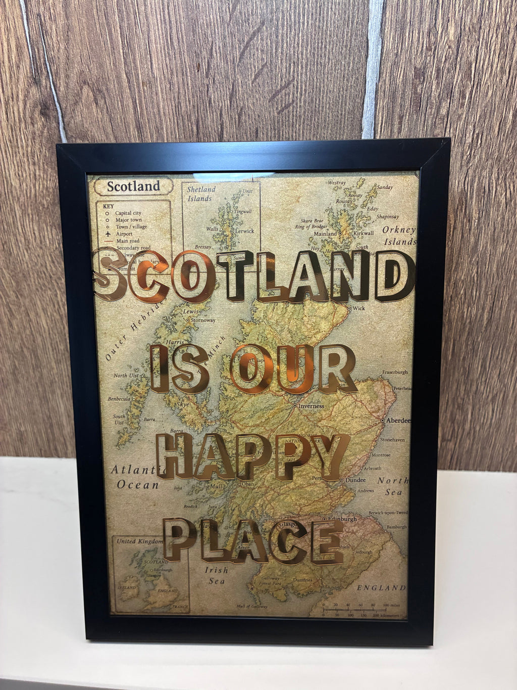 Personalised A5 Vintage Map Print – My Happy Place, Our Happy Place or Always a Good Idea- Location & Favourite Place Framed Print - The Crafty Bee