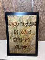 Personalised A5 Vintage Map Print – My Happy Place, Our Happy Place or Always a Good Idea- Location & Favourite Place Framed Print - The Crafty Bee