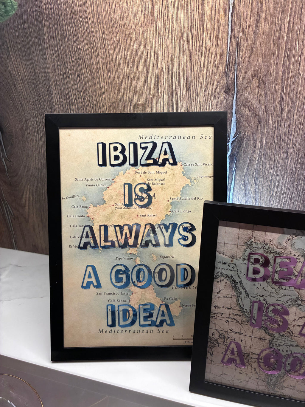 Personalised A5 Vintage Map Print – My Happy Place, Our Happy Place or Always a Good Idea- Location & Favourite Place Framed Print - The Crafty Bee