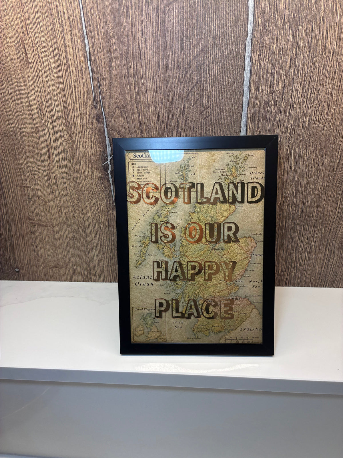 Personalised A5 Vintage Map Print – My Happy Place, Our Happy Place or Always a Good Idea- Location & Favourite Place Framed Print - The Crafty Bee