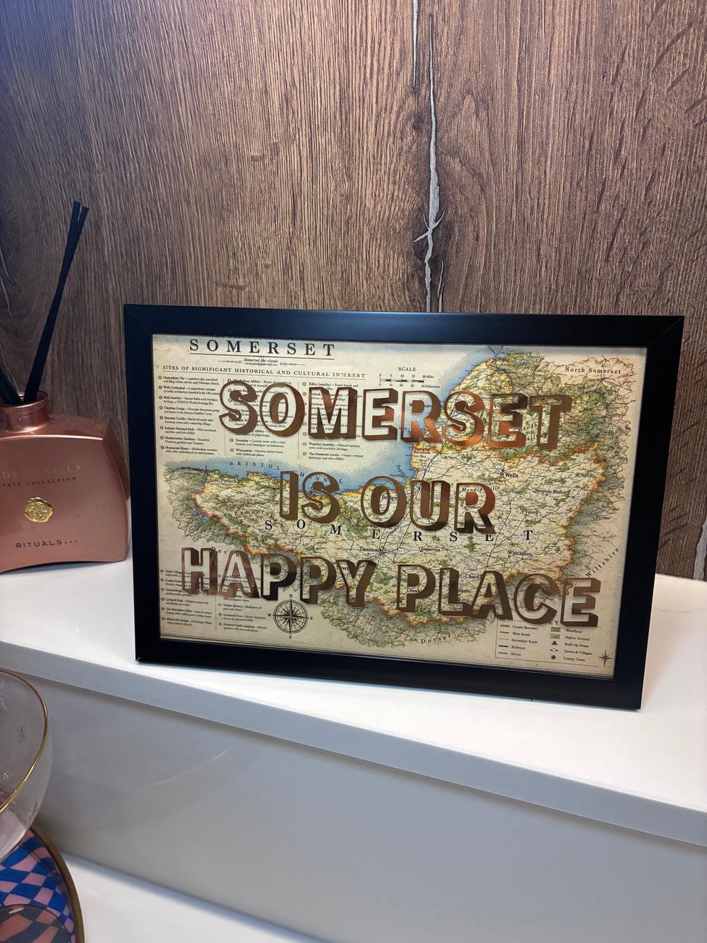 Personalised A5 Vintage Map Print – My Happy Place, Our Happy Place or Always a Good Idea- Location & Favourite Place Framed Print - The Crafty Bee