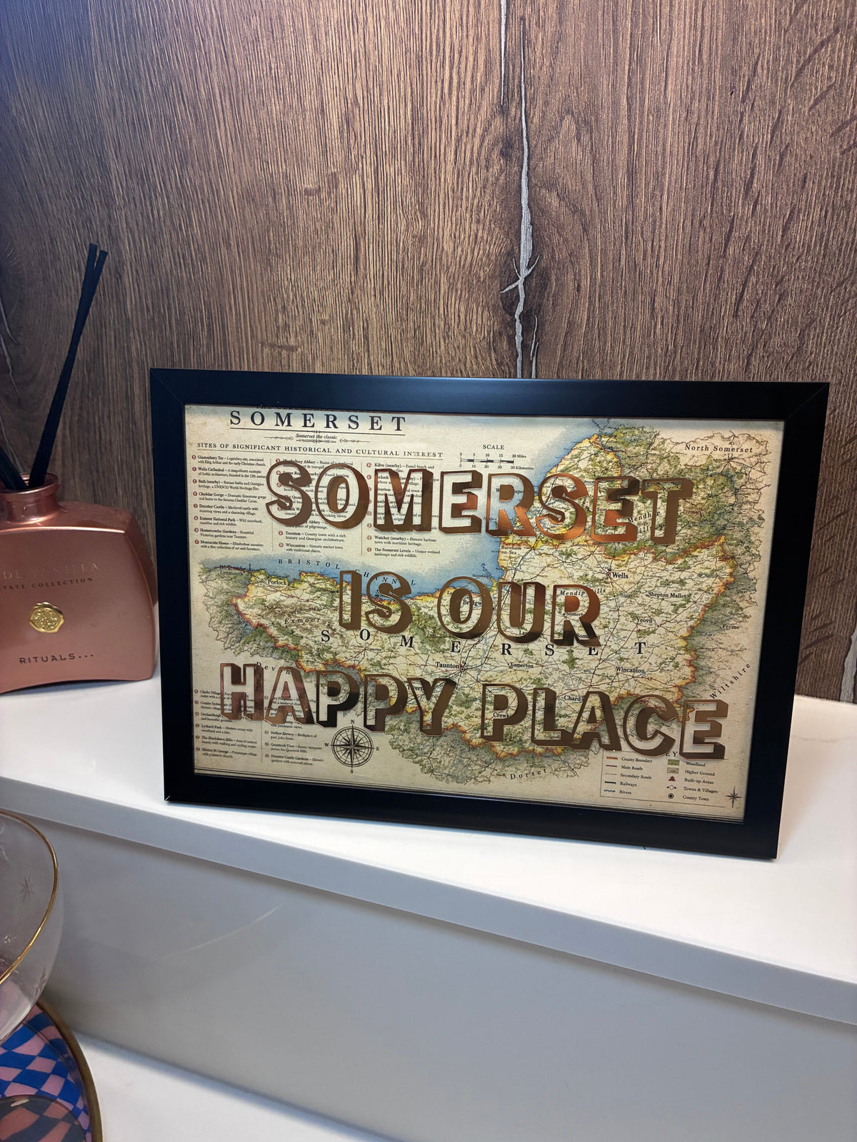 Personalised A5 Vintage Map Print – My Happy Place, Our Happy Place or Always a Good Idea- Location & Favourite Place Framed Print - The Crafty Bee