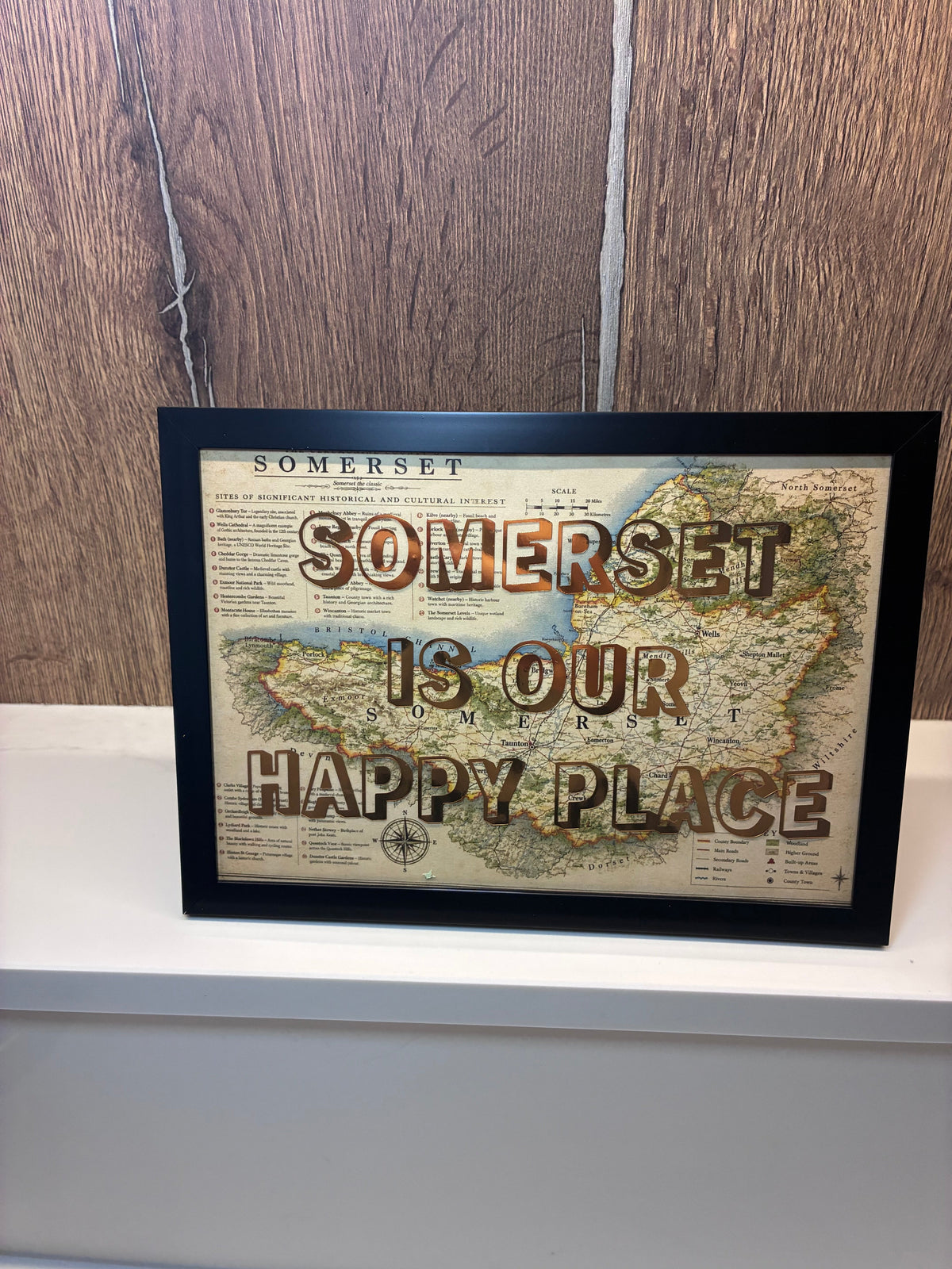 Personalised A5 Vintage Map Print – My Happy Place, Our Happy Place or Always a Good Idea- Location & Favourite Place Framed Print - The Crafty Bee