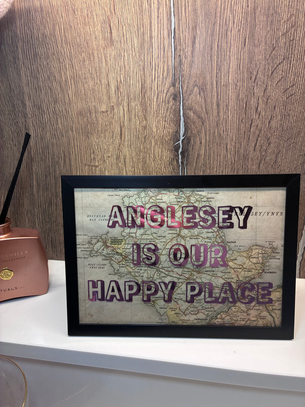 Personalised A5 Vintage Map Print – My Happy Place, Our Happy Place or Always a Good Idea- Location & Favourite Place Framed Print - The Crafty Bee
