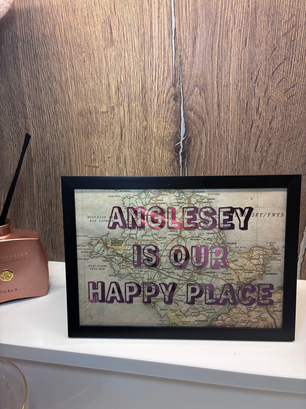 Personalised A5 Vintage Map Print – My Happy Place, Our Happy Place or Always a Good Idea- Location & Favourite Place Framed Print - The Crafty Bee