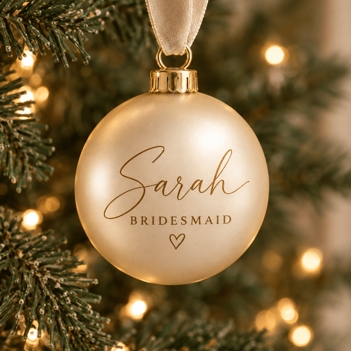 Personalised Bridal Christmas Bauble: 10cm - The Crafty Bee