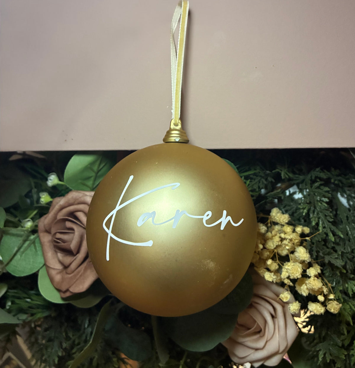 Personalised Bridal Christmas Bauble: 10cm - The Crafty Bee