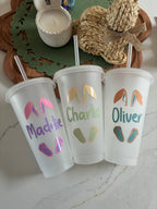 Personalised Easter Reusable Tumbler: Easter Basket Gift with Bunny Ears, Spring Drinks Cup for Kids - The Crafty Bee