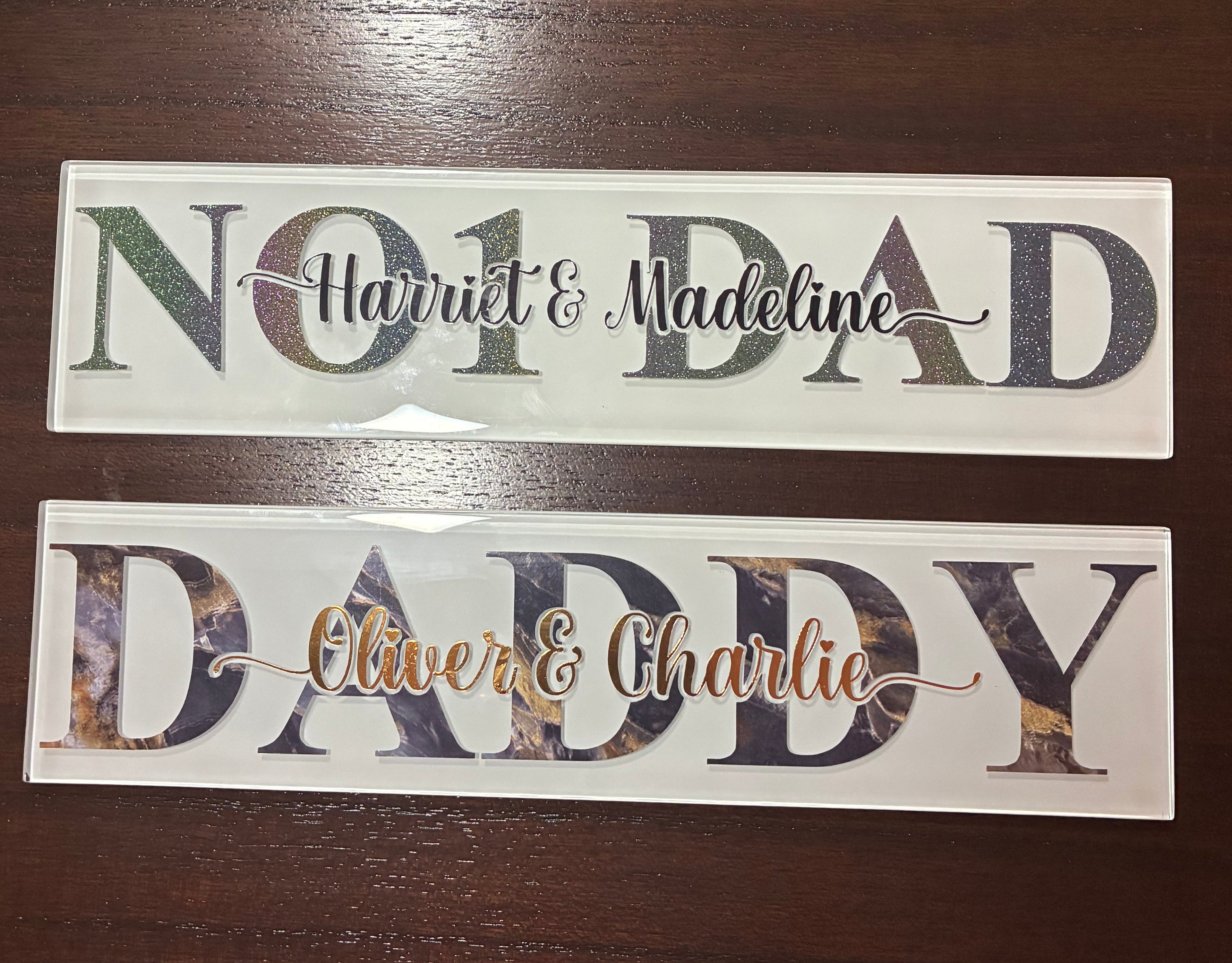 Personalised Father’s Day Gift: Daddy/Day Glass Plaque, Daddy Keepsake Sign - The Crafty Bee