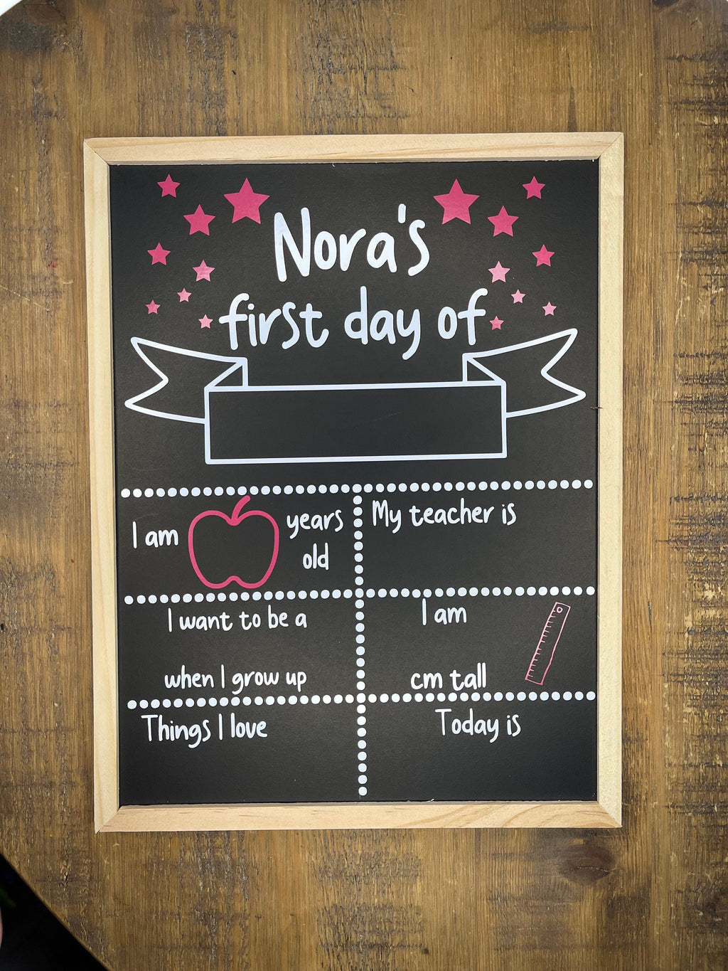 Personalised First OR Last Day of School Chalkboard Sign - The Crafty Bee