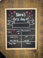 Personalised First OR Last Day of School Chalkboard Sign - The Crafty Bee